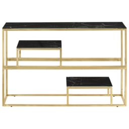 Berkfield Home Console Table Gold Stainless Steel & Tempered Glass - thumbnail 3