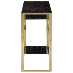 Berkfield Home Console Table Gold Stainless Steel & Tempered Glass - thumbnail 4