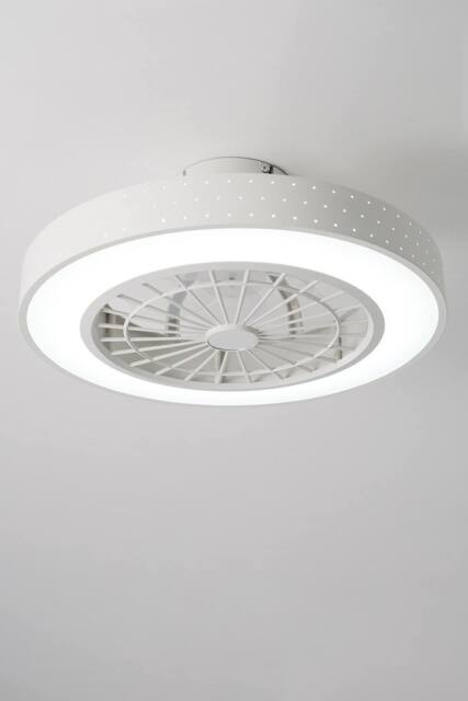 Round Spotted Acrylic LED Ceiling Fan Light in White - image 1