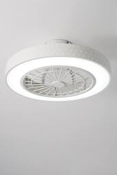 Round Spotted Acrylic LED Ceiling Fan Light in White