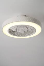 Round Spotted Acrylic LED Ceiling Fan Light in White - thumbnail 2