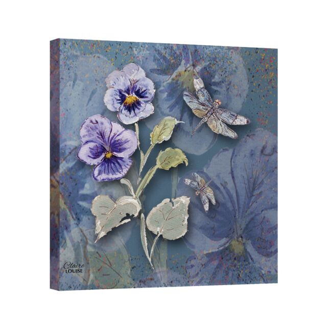 "Claire Louise Powder Bloom Pansies Canvas Print - Size: W16"" x H16"""