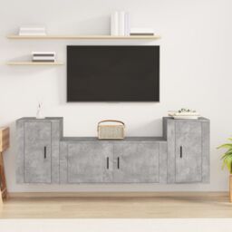 Berkfield Home 3 Piece TV Cabinet Set Concrete Grey Engineered Wood - thumbnail 1
