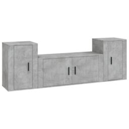 Berkfield Home 3 Piece TV Cabinet Set Concrete Grey Engineered Wood - thumbnail 2