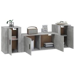 Berkfield Home 3 Piece TV Cabinet Set Concrete Grey Engineered Wood - thumbnail 3