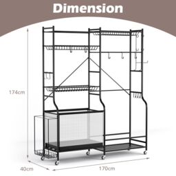 Costway Sports Equipment Organizer Metal Ball Storage Rack Golf Bag Holder in Black - thumbnail 6