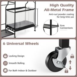 Costway Sports Equipment Organizer Metal Ball Storage Rack Golf Bag Holder in Black - thumbnail 3