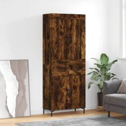 Berkfield Home Highboard Smoked Oak 69.5x34x180 cm Engineered Wood in Brown - thumbnail 2