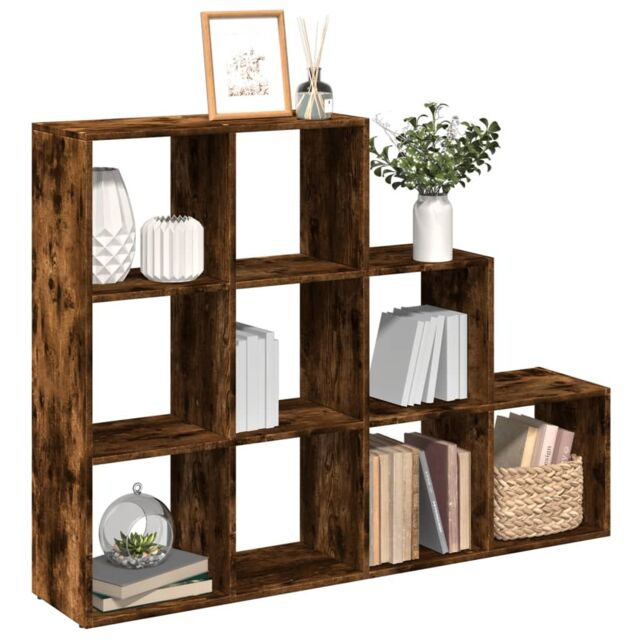 Berkfield Home Room Divider Bookcase 3-Tier Smoked Oak 137.5x29x103.5 cm Engineered Wood in Brown - image 1