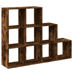 Berkfield Home Room Divider Bookcase 3-Tier Smoked Oak 137.5x29x103.5 cm Engineered Wood in Brown - thumbnail 2