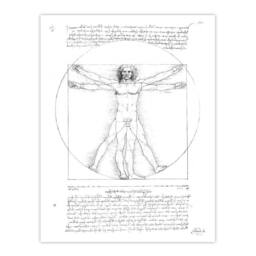 "Artery8 Vitruvian Man Black & White da Vinci Vintage Wall Art Print Poster - Size: W12"" x H16""" - thumbnail 1