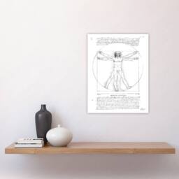 "Artery8 Vitruvian Man Black & White da Vinci Vintage Wall Art Print Poster - Size: W12"" x H16""" - thumbnail 4