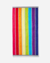 Allure Bath Fashions Rainbow Stripe Beach Towel - 100% Cotton - thumbnail 2
