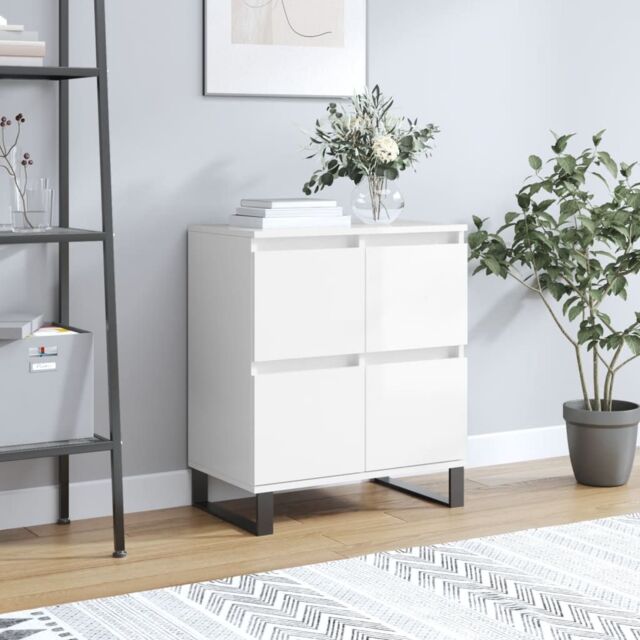 Berkfield Home Sideboard High Gloss White 60x35x70 cm Engineered Wood - Size: 60 x 35 x 70 cm - image 1