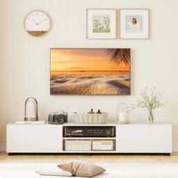 SPETLEK Large Television Cabinet Industrial Media Unit with Open Shelves in White - Size: 0.6m2