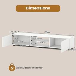 SPETLEK Large Television Cabinet Industrial Media Unit with Open Shelves in White - Size: 0.6m2 - thumbnail 2