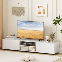 SPETLEK Large Television Cabinet Industrial Media Unit with Open Shelves in White - Size: 0.6m2 - thumbnail 4