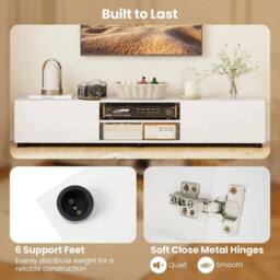 SPETLEK Large Television Cabinet Industrial Media Unit with Open Shelves in White - Size: 0.6m2 - thumbnail 7