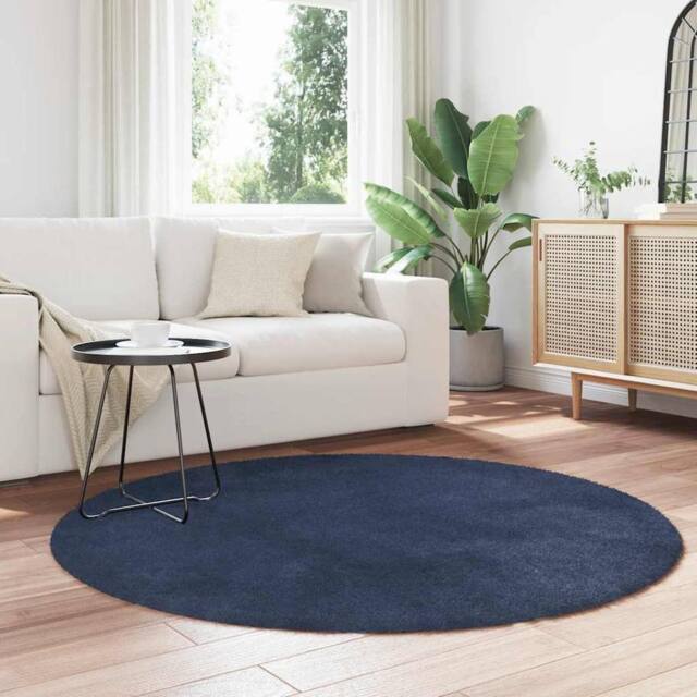 Berkfield Home Shaggy Rug High Pile NAVARRA Navy 160x160 cm Polyester - Size: Medium - image 1