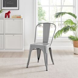 FurnitureboxUK Set of 2 Colton Industrial Steel Stackable Tolix Style Dining Chairs in Grey - thumbnail 7