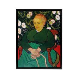 "Artery8 Augustine Roulin Rocking a Cradle Van Gogh Black Framed Canvas Art in Green - Size: W12"" x H16""" - thumbnail 1