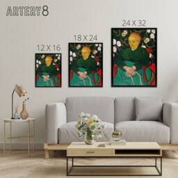 "Artery8 Augustine Roulin Rocking a Cradle Van Gogh Black Framed Canvas Art in Green - Size: W12"" x H16""" - thumbnail 4