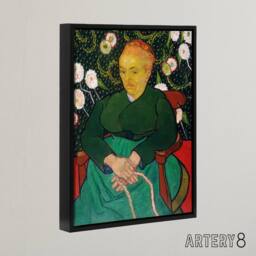 "Artery8 Augustine Roulin Rocking a Cradle Van Gogh Black Framed Canvas Art in Green - Size: W12"" x H16""" - thumbnail 2