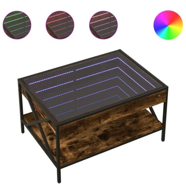 Berkfield Home Coffee Table with Infinity LED Smoked Oak 70x50x38 cm in Brown - Size: 70 x 50 x 38 cm - image 1