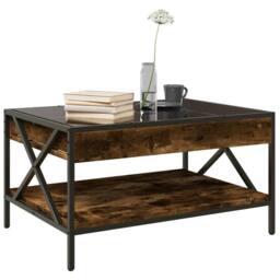 Berkfield Home Coffee Table with Infinity LED Smoked Oak 70x50x38 cm in Brown - Size: 70 x 50 x 38 cm - thumbnail 5