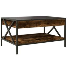 Berkfield Home Coffee Table with Infinity LED Smoked Oak 70x50x38 cm in Brown - Size: 70 x 50 x 38 cm - thumbnail 8