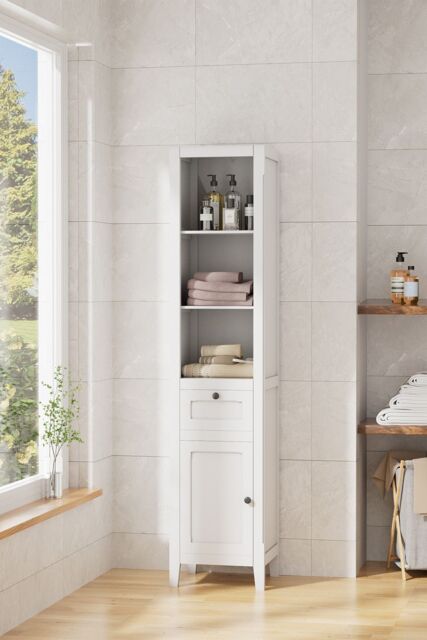 Living and Home 3 Tier Freestanding Tall Bathroom Storage Cabinet in White - image 1