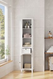 Living and Home 3 Tier Freestanding Tall Bathroom Storage Cabinet in White - thumbnail 2