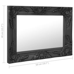 Berkfield Home Wall Mirror Baroque Style 50x40 cm Black - thumbnail 6
