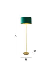 ValueLights Charlie Gold Stem Floor Lamp with Velvet Drum with Gold Inner Lamp Shade in Bottle Green - thumbnail 8