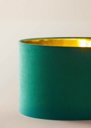 ValueLights Charlie Gold Stem Floor Lamp with Velvet Drum with Gold Inner Lamp Shade in Bottle Green - thumbnail 4