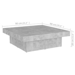 Berkfield Home Coffee Table Concrete Grey 90x90x28 cm Engineered Wood - Size: 90 x 90 x 28 cm - thumbnail 7