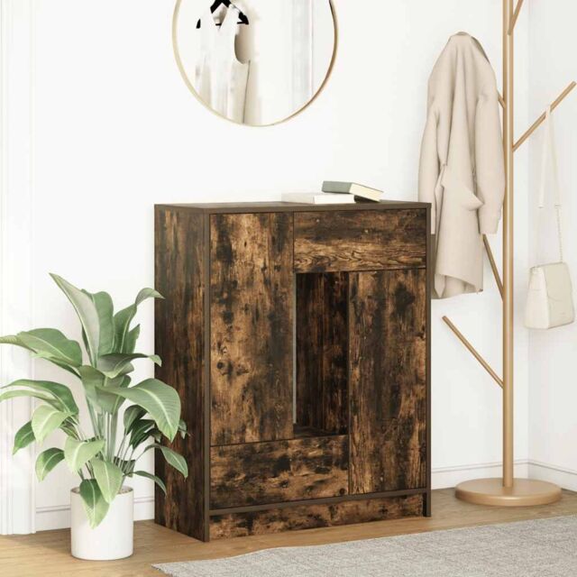 Berkfield Home Sideboard with Drawers & Doors Smoked Oak 73x31x90 cm in Brown - Size: 73 x 31 x 90 cm - image 1