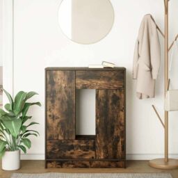 Berkfield Home Sideboard with Drawers & Doors Smoked Oak 73x31x90 cm in Brown - Size: 73 x 31 x 90 cm - thumbnail 3