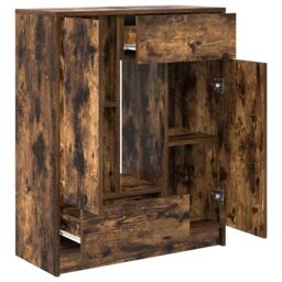 Berkfield Home Sideboard with Drawers & Doors Smoked Oak 73x31x90 cm in Brown - Size: 73 x 31 x 90 cm - thumbnail 5
