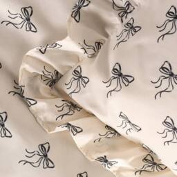 OHS Ditsy Bow Frill Duvet Cover Set with Pillowcase Microfibre Bedding in Cream - Size: Single - thumbnail 3