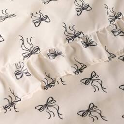 OHS Ditsy Bow Frill Duvet Cover Set with Pillowcase Microfibre Bedding in Cream - Size: Single - thumbnail 4