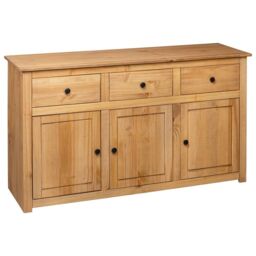 Berkfield Home Sideboard 135x40x80 cm Solid Pinewood Panama Range in Brown - Size: 135 x 40 x 80 cm - thumbnail 5
