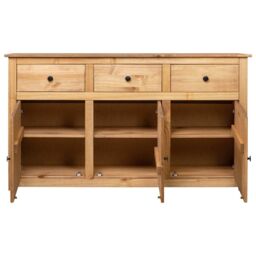 Berkfield Home Sideboard 135x40x80 cm Solid Pinewood Panama Range in Brown - Size: 135 x 40 x 80 cm - thumbnail 4
