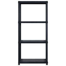 Berkfield Home Storage Shelf 4-Tier Black 122x30.5x130 cm Plastic - thumbnail 3