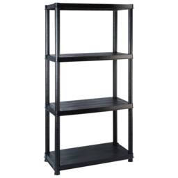Berkfield Home Storage Shelf 4-Tier Black 122x30.5x130 cm Plastic - thumbnail 1