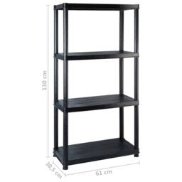 Berkfield Home Storage Shelf 4-Tier Black 122x30.5x130 cm Plastic - thumbnail 7
