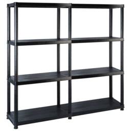 Berkfield Home Storage Shelf 4-Tier Black 122x30.5x130 cm Plastic - thumbnail 2