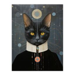 Wee Blue Coo Wall Art Print Interplanetary Cat King Oil Painting Conceptual Art Cosmic Empire Ruler Futuristic Feline Portrait Poster - thumbnail 1
