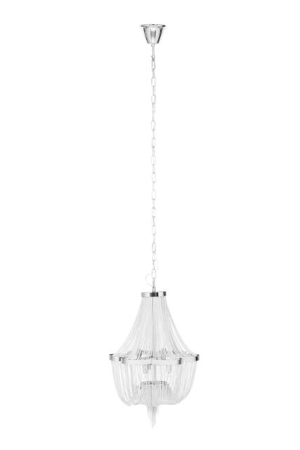 Orsina Boutique Style 6 Light Chrome Pendant, Aluminium Chain Basket Ceiling Light, Modern Pendant Light in Silver - image 1
