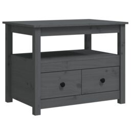 Berkfield Home Coffee Table Grey 71x49x55 cm Solid Wood Pine - Size: 71 x 49 x 55 cm - thumbnail 2
